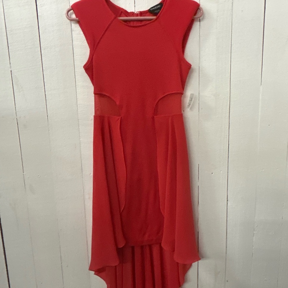 Bebe Red High-Low Cutout Sundress